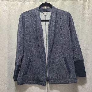 T by Talbots Casual Blue Open Front Cardigan Small Sweatshirt Cozy‎ Pockets Sp
